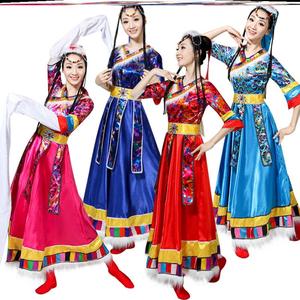 民洋藏族舞蹈服演出服装女成人新款广场舞套装西藏民族风水袖卓玛