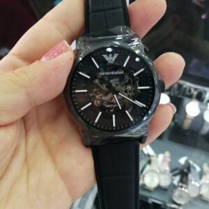 正品armani阿玛尼机械手表男全自动商务钢带防水镂空男腕表ar1980