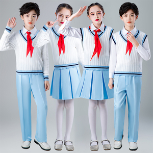 元旦儿童合唱演出服冯琳同款朗诵服装冬季女童小学生演讲比赛秋冬
