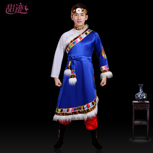藏族衣服男藏式少数民族舞蹈服装西藏拉萨长袍蒙古族藏族演出服男