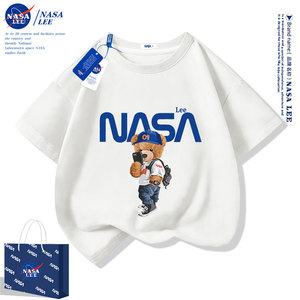 NASA联名亲子装夏装2024新款夏天母女母子短袖t恤一家三口全家装