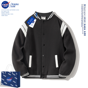NASA男童棒球服外套儿童秋冬款2023新款潮中大童冬装女童夹棉上衣