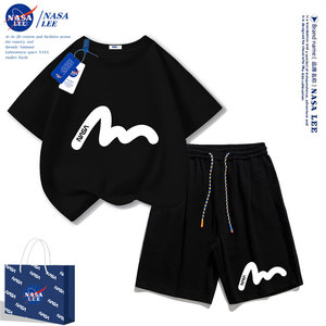 NASA男童套装夏季2024新款潮牌帅气时髦儿童短袖t恤运动女童夏装