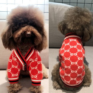 泰迪衣服冬装狗狗衣服针织毛衣比熊法斗猫咪博美贵宾新年衣服红色