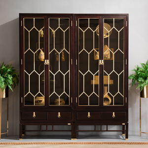 简约新中式玻璃酒柜双门展示柜客厅 家用柜子靠墙