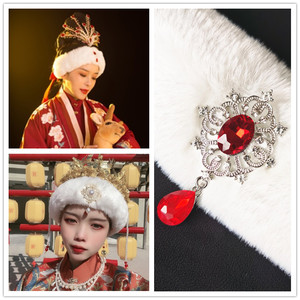 红楼梦王熙凤同款卧兔儿明制汉服毛毛抹额发饰额饰昭君套拍照道具