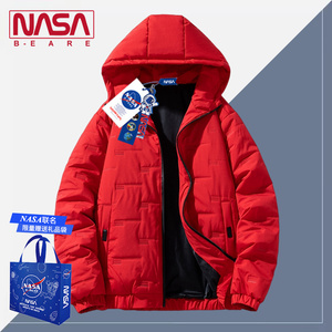 NASA联名大红色本命年男士外套2024秋冬季新款棉衣羽绒棉服龙年款
