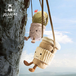 英国Jellycat趣味咖啡随行杯包包柔软舒适可爱毛绒玩具娃娃送礼