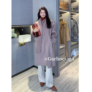 garbociaga龙喜儿 伯爵玫瑰 70支全羊毛气质高级感长款大衣0192