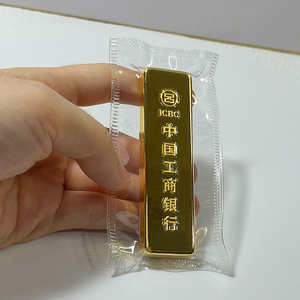 仿真工行金条金砖铜镀金工商银行投资金条样品展示柜台道具摆件