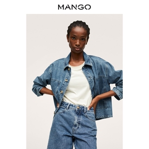 mango女装外套2021秋冬新款短款设计中度水洗牛仔外套