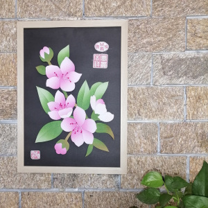 中国风原创布艺贴画浮雕堆绣画diy材料包【桃花】/需裁剪a38k装饰