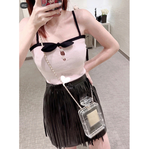 jennie金智妮同款甜辣小香蝴蝶结吊带22新款修身显瘦针织背心上衣