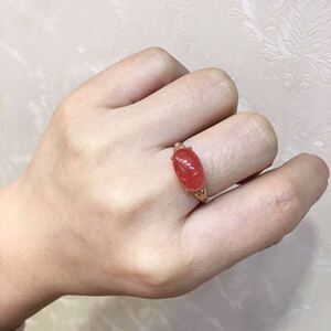 冰种红纹石戒指步步惊心若曦刘诗诗同款18k金镶嵌一图一物包邮