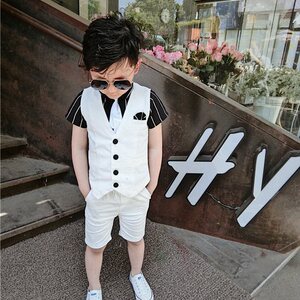 帅气小孩花童表演新款礼服男孩夏天儿童西装小学生休闲小西服演出