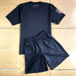 体能训练服套装 夏季圆领短袖短裤宽松速干作训t恤衫黑色体能服男