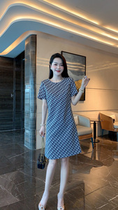 深圳南油高品质女装2024夏季新款时尚重工印花名媛气质显瘦连衣裙