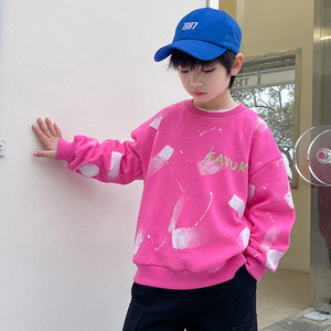 男童加肥加大卫衣中大童春款上衣2022年男孩粉色帅气10岁122人付款69