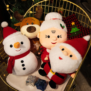 圣诞老人抱枕毛绒玩具公仔圣诞树玩偶麋鹿雪人布娃娃节日礼物女生