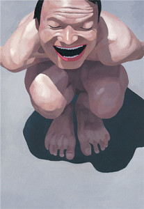 岳敏君 大笑人开怀大笑绘油画笑脸人物后现代欧式写实相框装饰画