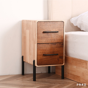 迷你超窄实木床头柜北欧简约小户型木质卧室双层抽屉创意收纳家具