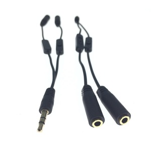 手机共享线3.5mm插头耳机耳麦音箱分接线一分二音频线带声音开关