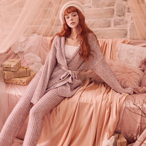 miss cat ponyo睡衣女士冬季软绵绵开衫长袖长裤两件套小红书同款