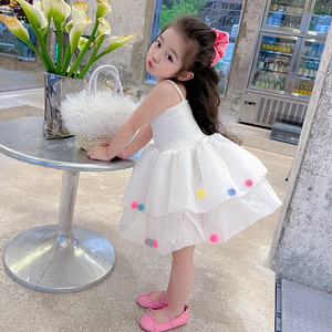 女小童可爱彩球蓬蓬吊带连衣裙2023夏季新款小女孩甜美洋气公主裙