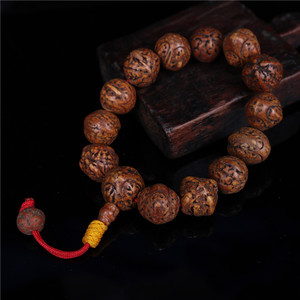天然尼泊尔四角麒麟眼菩提手串麒麟眼铜钱单圈佛珠可调节手串