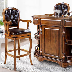 艾斯家乐美式吧台椅实木吧椅旋转高脚椅带靠背有扶手坐垫家用吧台