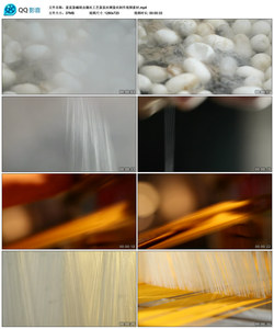 蚕茧蚕蛹绿虫缫丝工艺蚕茧丝绸蚕丝制作视频素材
