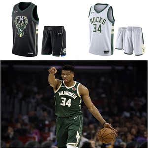 雄鹿队34号字母哥球衣男女复古城市版热压情侣背心篮球服套装定制