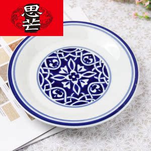 思芒大埔陶瓷 青花瓷餐具系列 9寸青花圆盘 高陂釉下彩青花彩盘