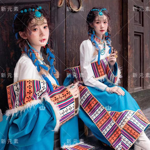 新款藏族服装女藏袍西藏拉萨旅游少数民族风网红旅拍个人写真服饰