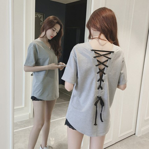 后背小心机露背上衣女生性感衣服镂空暴露漏背设计感t恤百搭宽松