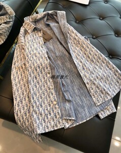 正品代购dior/迪奥 老花满logo字母印花休闲宽松衬衣男女同款衬衫