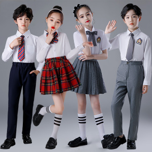 儿童合唱演出服小学生主持演讲朗诵服装女童幼儿园园服毕业礼服女