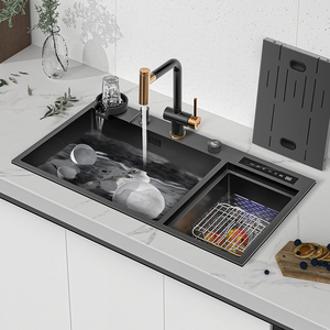 尼洛施水槽厨房智能果蔬净化消毒水槽不锈钢纳米洗碗槽双槽洗菜盆