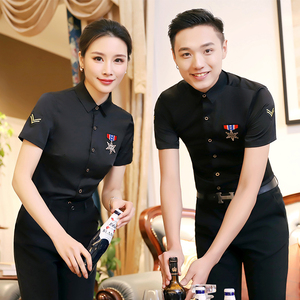 清壹ktv工作服短袖夜场酒吧服务员工装男夏季美发理发店网咖影院
