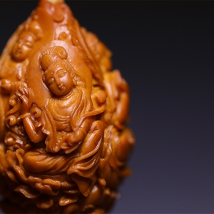 苏工舟山核雕2.5精品万佛朝宗橄榄核单籽单件名家工聚乾隆