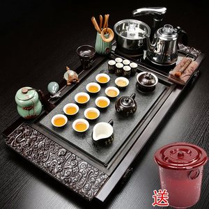 茶壶日式茶具套装家用客厅简约便捷磨盘茶洗功夫茶盘石磨茶台茶桌