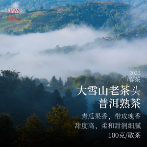 【熟散】2020勐库大雪山 普洱熟茶老茶头 100克 青瓜香甜滑爽口