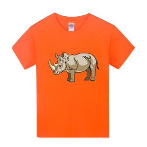 犀牛动物纯棉短袖亲子装儿童装学生表演服装男女春夏季t恤衫衣服