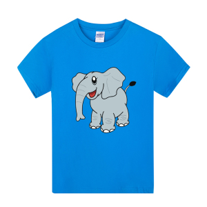 大象卡通纯棉短袖男女上衣服男童女童亲子装动物图案表演服t恤衫