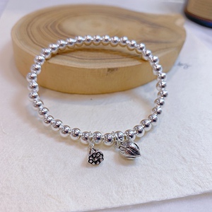 香港正生s925纯银手串女莲心两世欢银手链小清新简约生日礼物小众