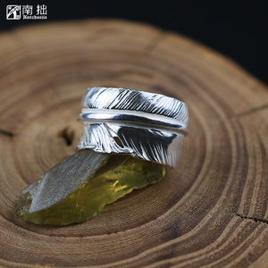 南拙手工高桥吾郎goros羽毛戒指男潮925纯银goros日式食指戒指女