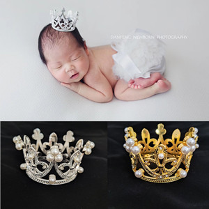 新生儿摄影小皇冠婴儿拍照公主头饰影楼宝宝月子满月百天照相道具