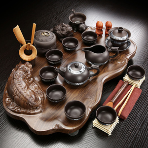紫砂功夫茶具套装家用小实木茶盘茶台整套简约喝茶壶茶杯茶托茶海