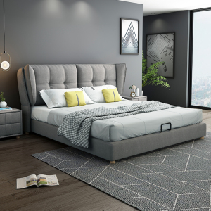 布艺床2米x2米简约现代双人主卧室两米二气压高箱婚床2000×2200m