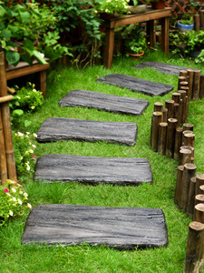 创意艺术仿木纹汀步石中式庭院花园步道石踏脚石草坪町步铺砖板